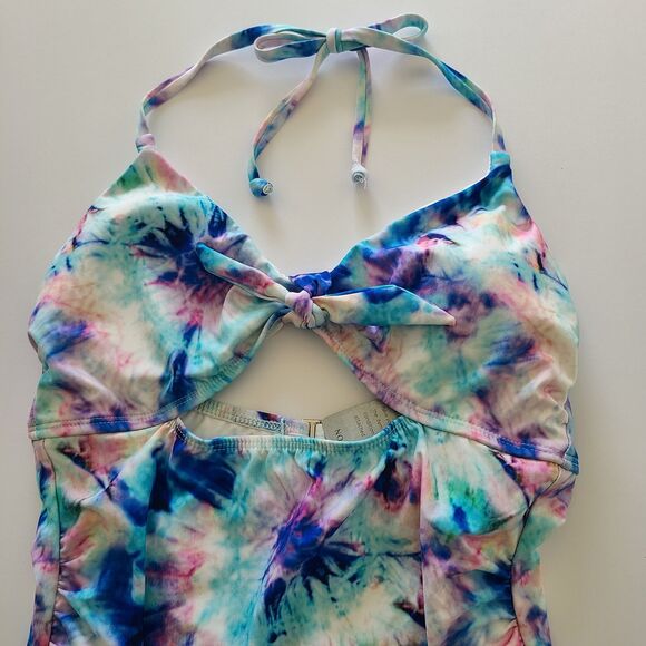 Splendid One Piece Swimsuit Tie Dye Padded Shelf Bra Tummy Control Large - Picture 2 of 10